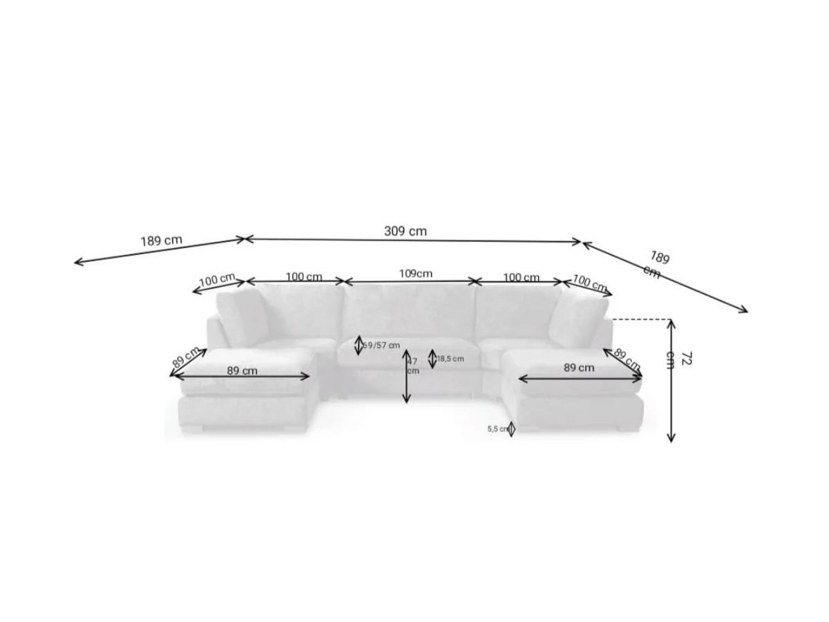Brixton U Shaped Sofa Charcoal Grey - Image 4