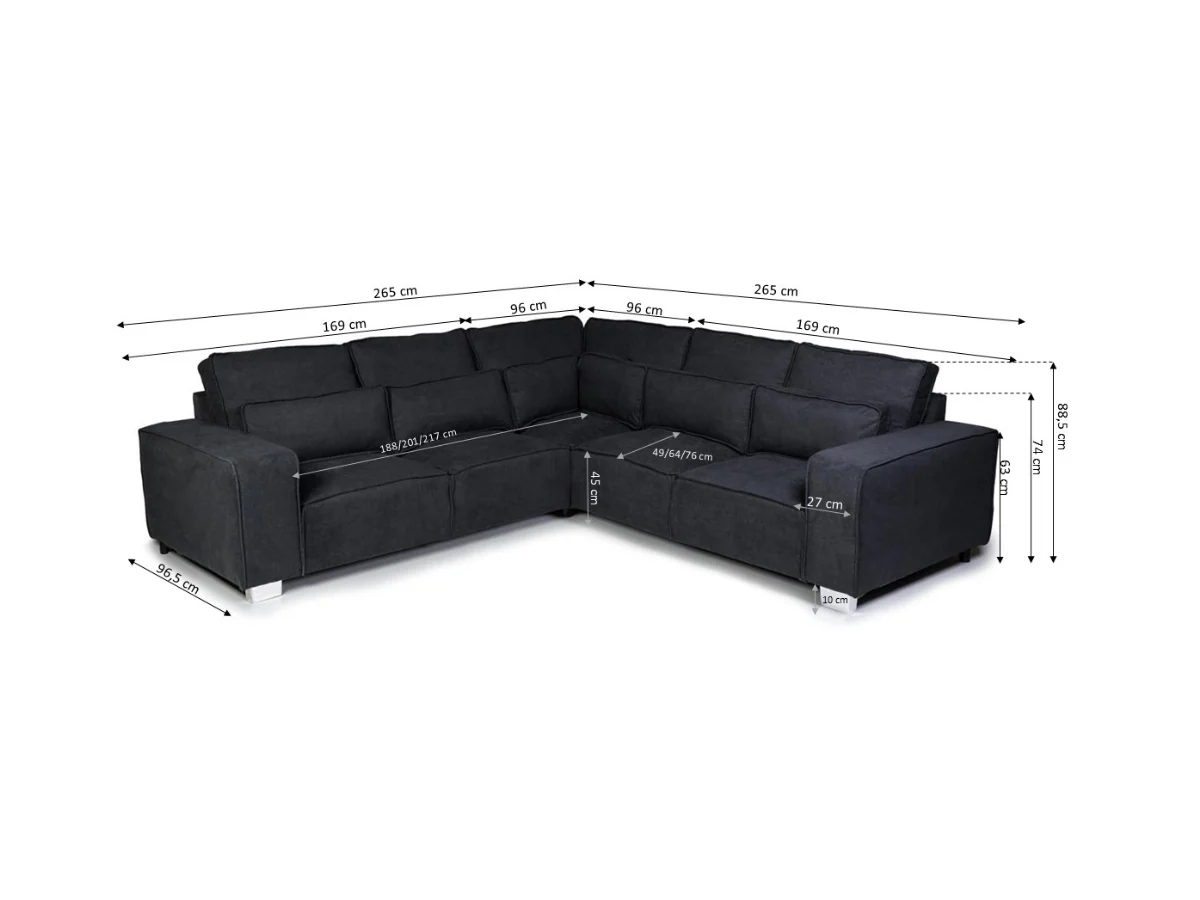 Broadgate Corner Sofa Black Kensington Fabric - Image 4