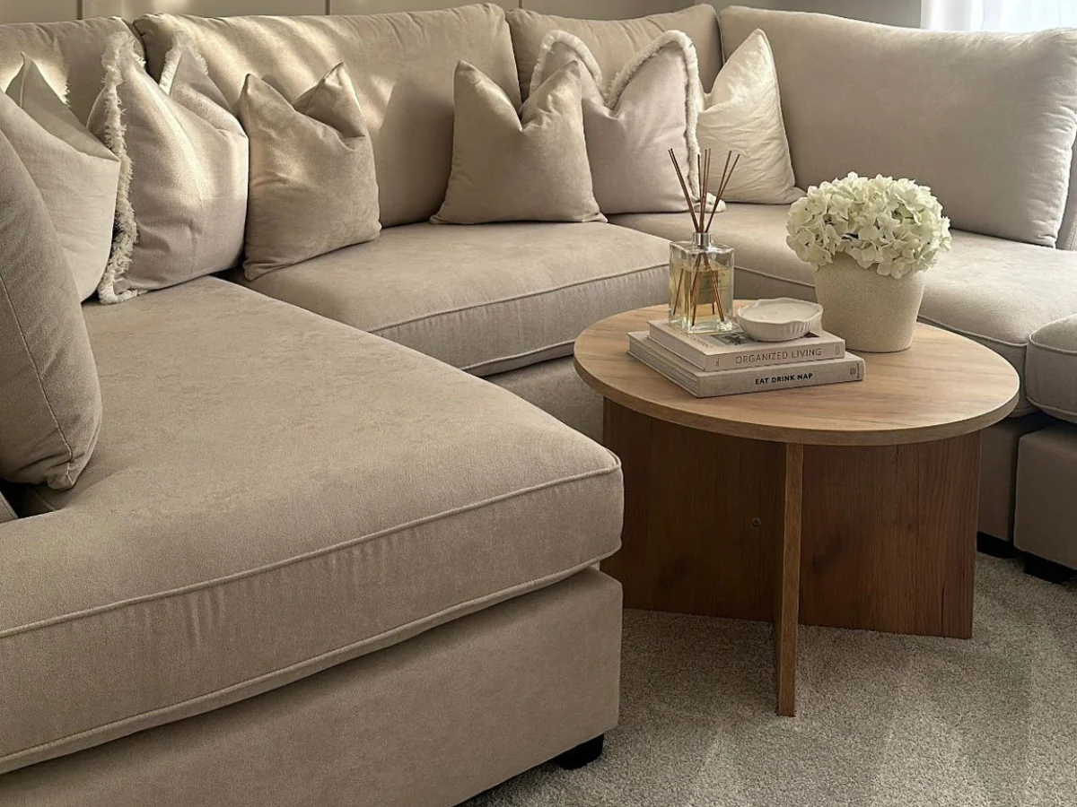Carnaby Cream Small U Shaped Sofa with Footstool - Image 6