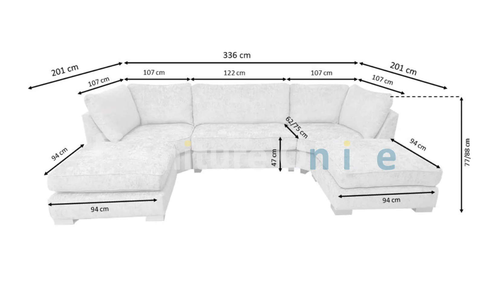 Bishop U-Shaped Sofa Truffle Luxe Chenille - Image 10
