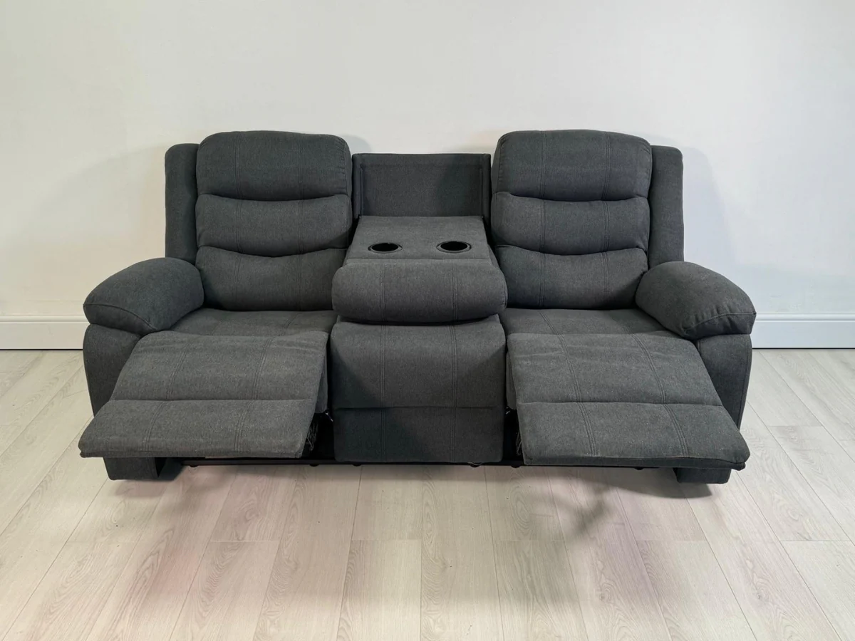 Sorrentino 3 Seater Recliner Sofa Grey Chenille Fabric - Image 8