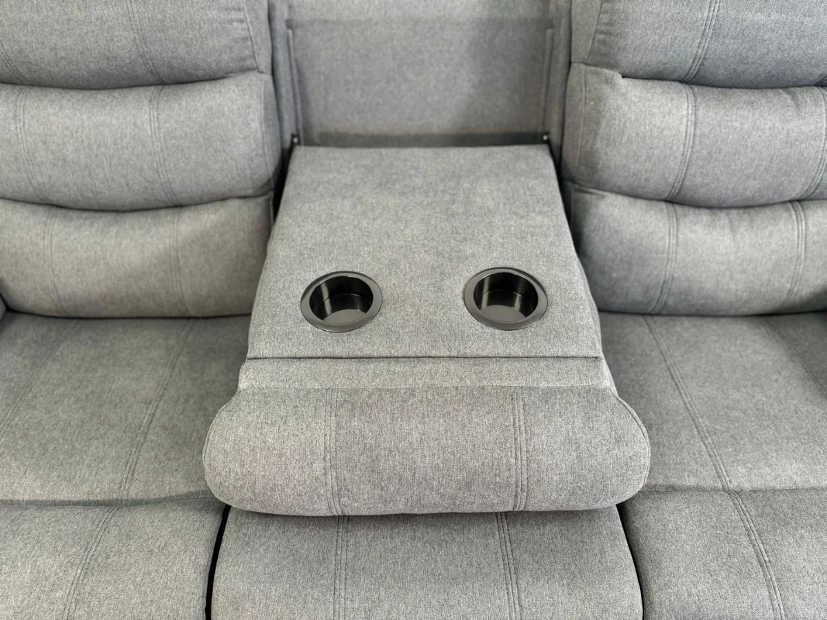 Classic Recliner Sofa Set 3+2 Manual Grey Fabric - Image 10