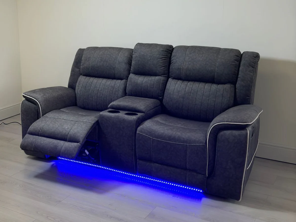Hanna 2 Seater Electric Recliner Sofa in Grey Micro Fabric - Image 4
