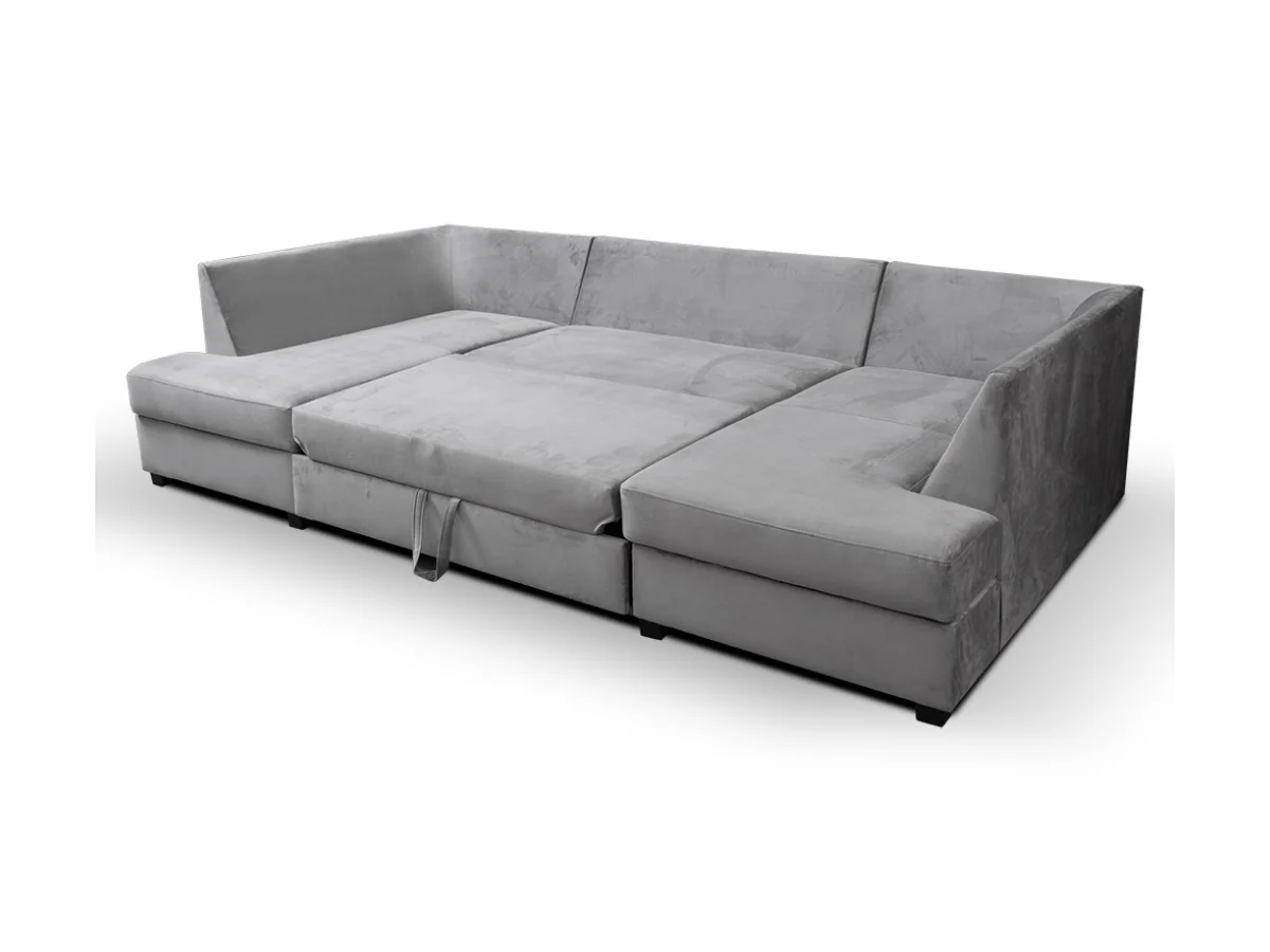 Meridian U Shape Velvet Sofa Bed with Storage - Image 8