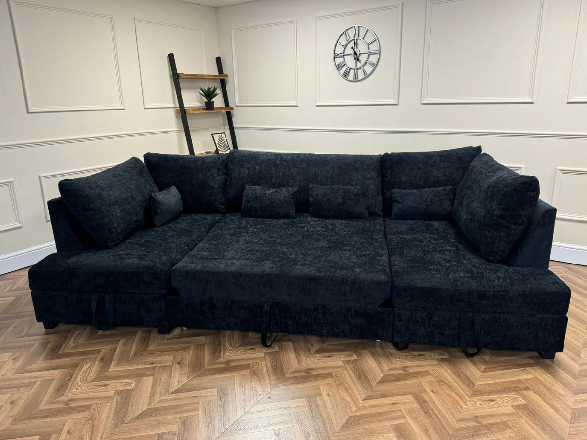 Meridian U Shape Sofa Bed with Storage Alaska Chenille - Image 16