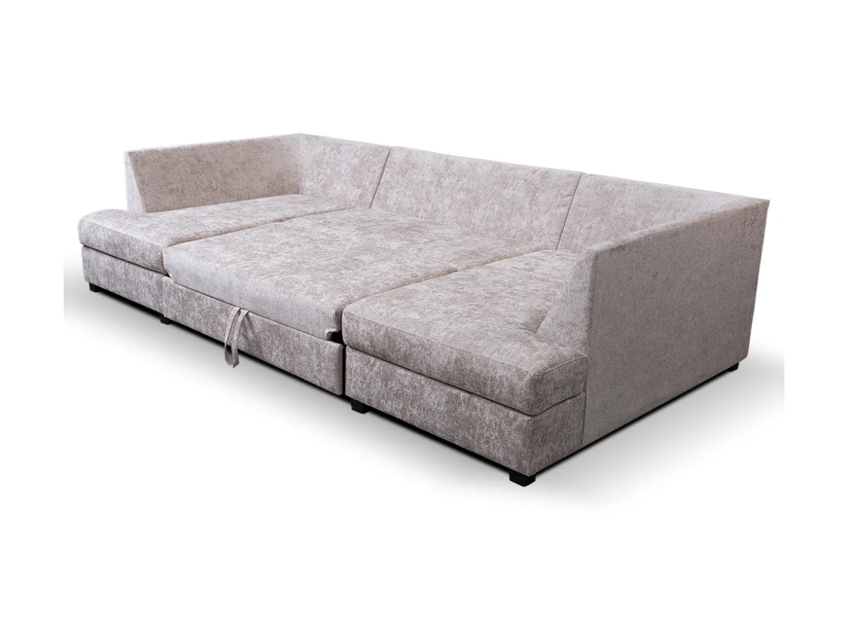Meridian U Shaped Sofa Bed with Storage in Truffle Alaska Chenille - Image 3