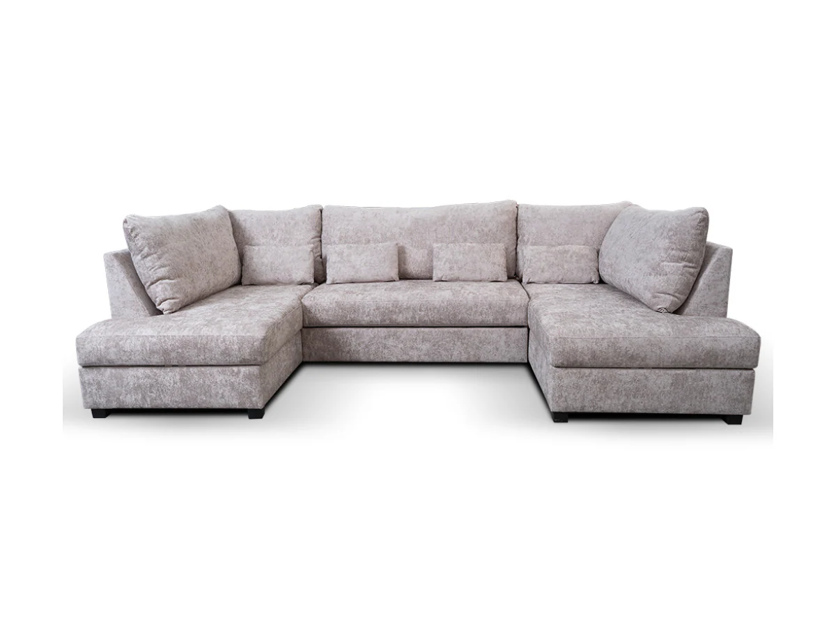 Meridian U Shaped Sofa Bed with Storage in Truffle Alaska Chenille - Image 4
