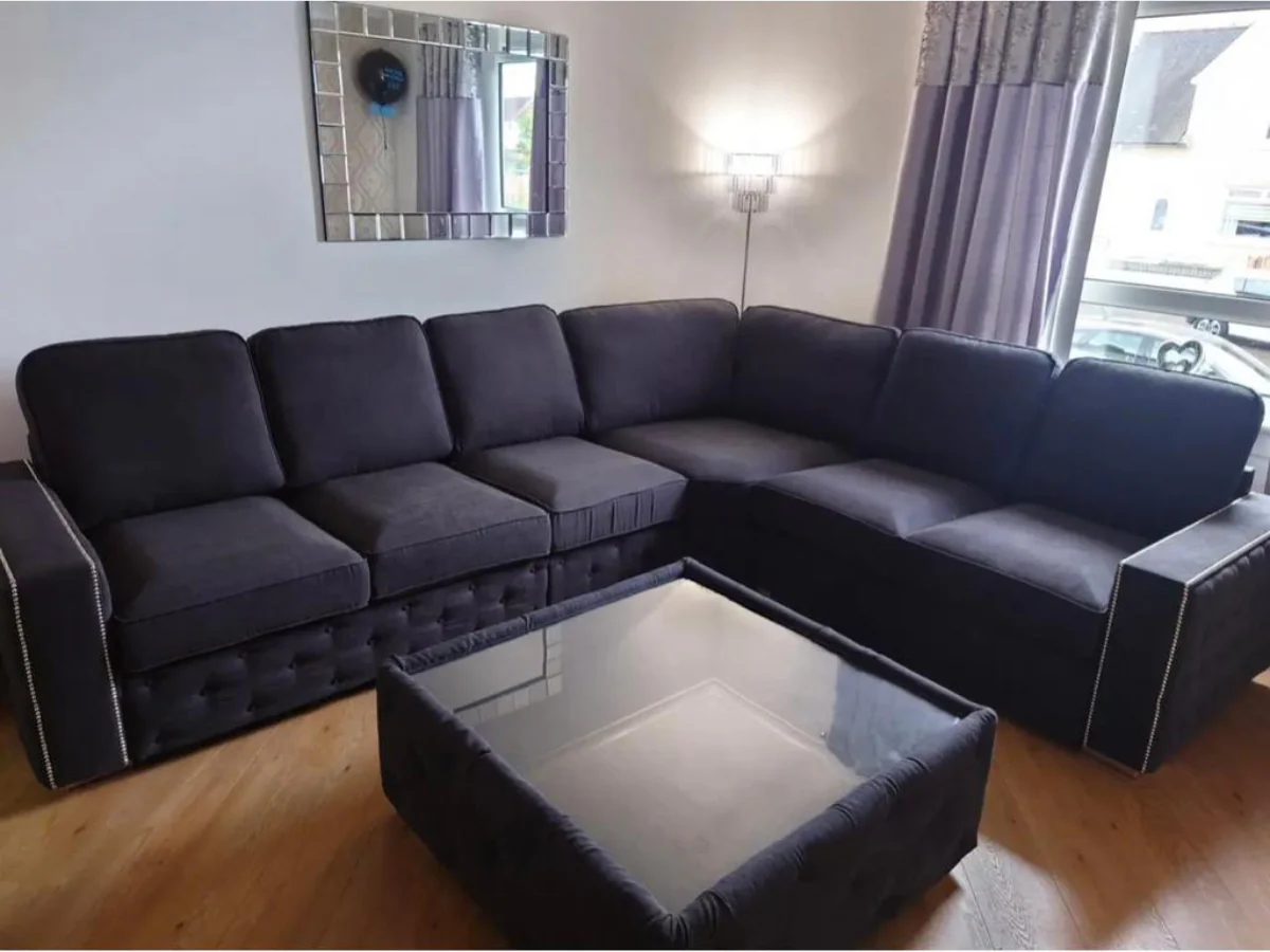 Olivia Corner Sofa 6 Seater Universal Corner Black - Image 6