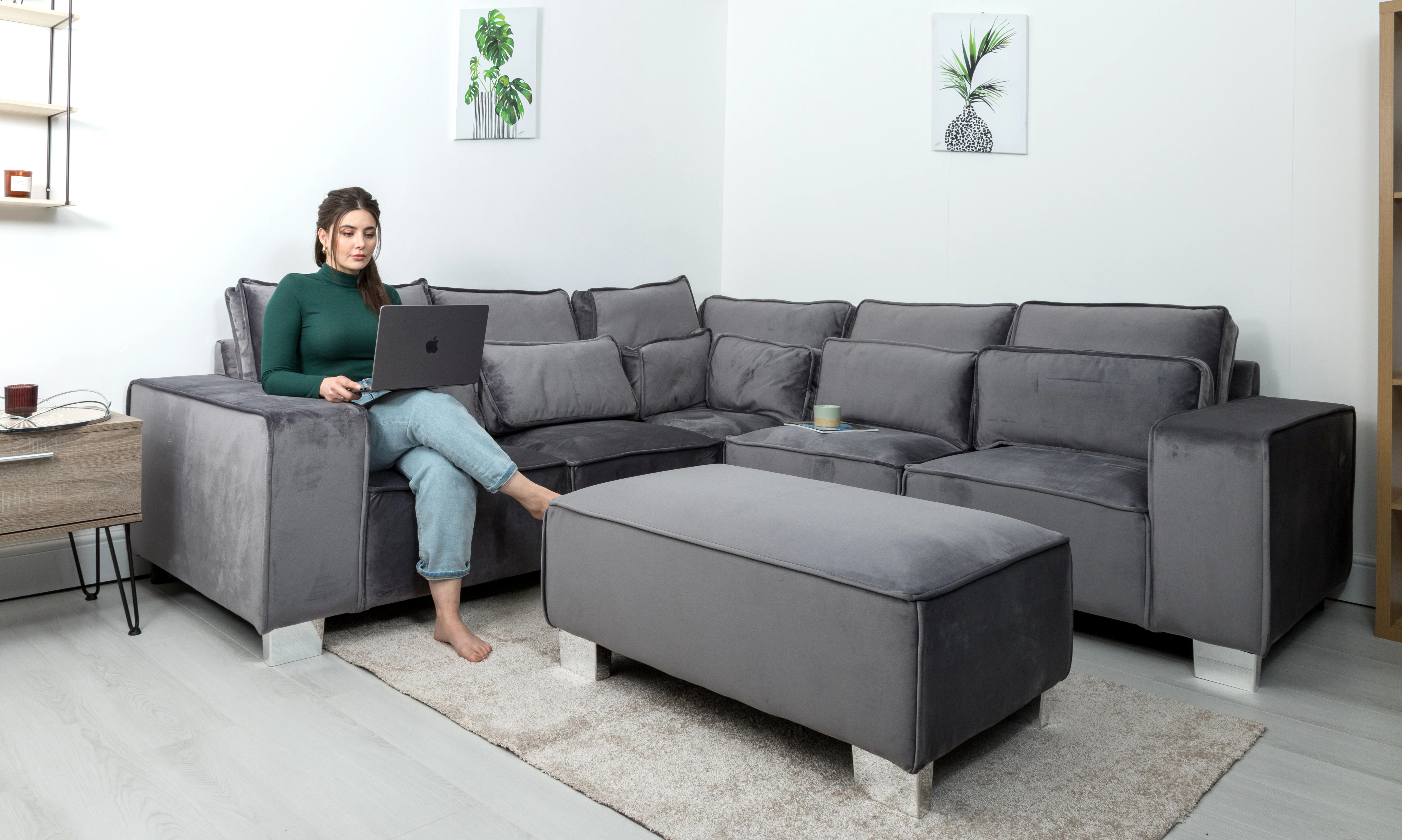 Sloane Corner Sofa Plush Velvet - Image 8