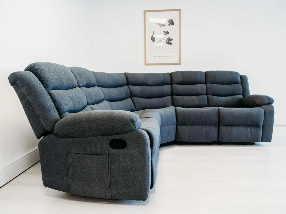 Sorrentino Corner Recliner Sofa in Grey Fabric - Image 5
