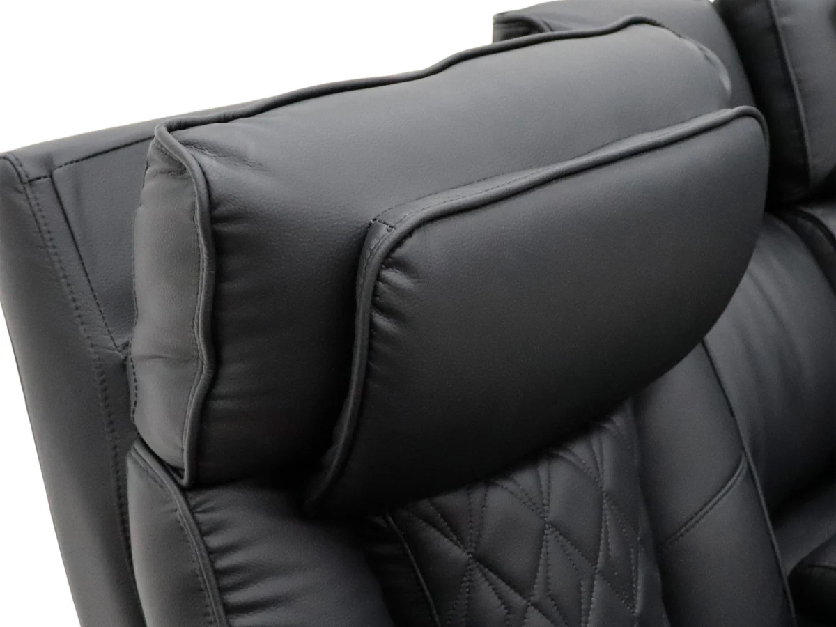 Tech 11 Smart 3+2+1 Electric Recliner Sofa Set Black Aire Leather - Image 10
