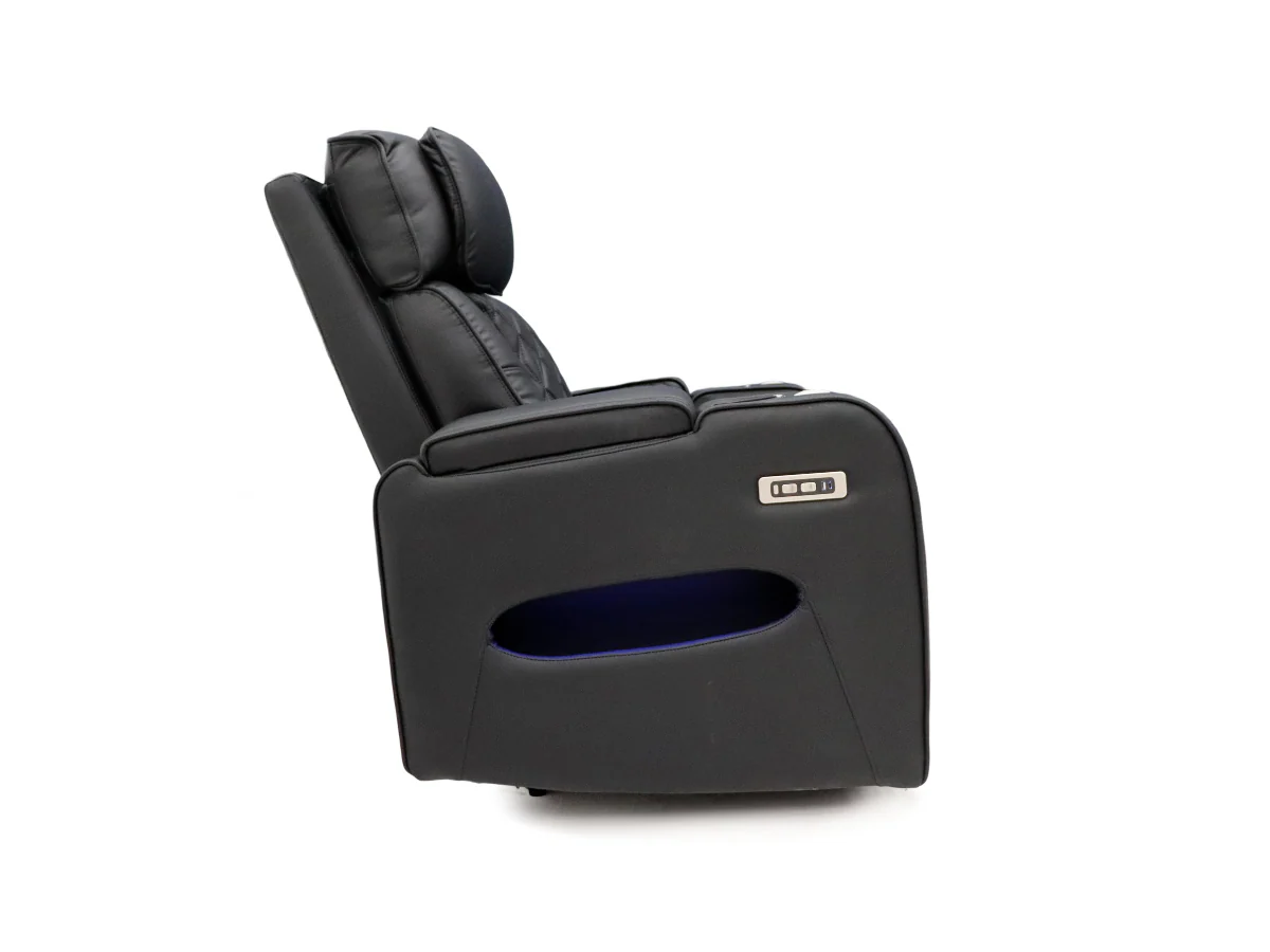 Tech 11 Smart 3+2+1 Electric Recliner Sofa Set Black Aire Leather - Image 8