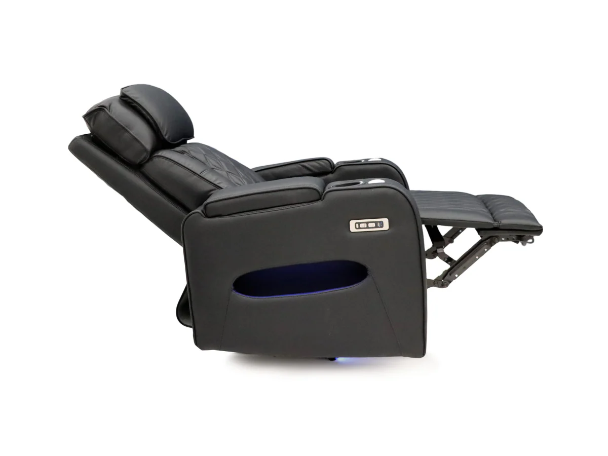 Tech 11 Smart 3+2+1 Electric Recliner Sofa Set Black Aire Leather - Image 9