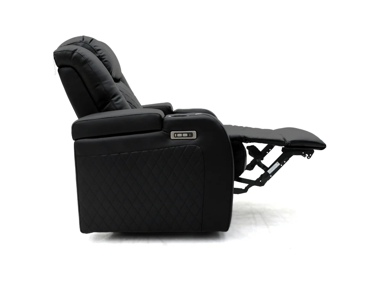 Tech 8 Smart 3+2+1 Electric Recliner Sofa Set Black Aire Leather - Image 6