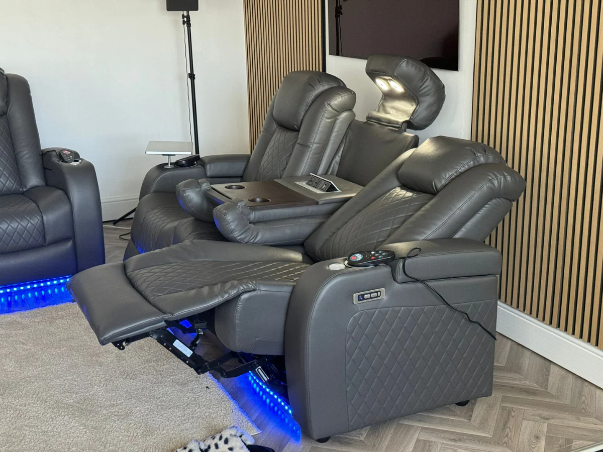 Tech 8 Smart 3 Seater Electric Recliner Sofa Grey Aire Leather - Image 10