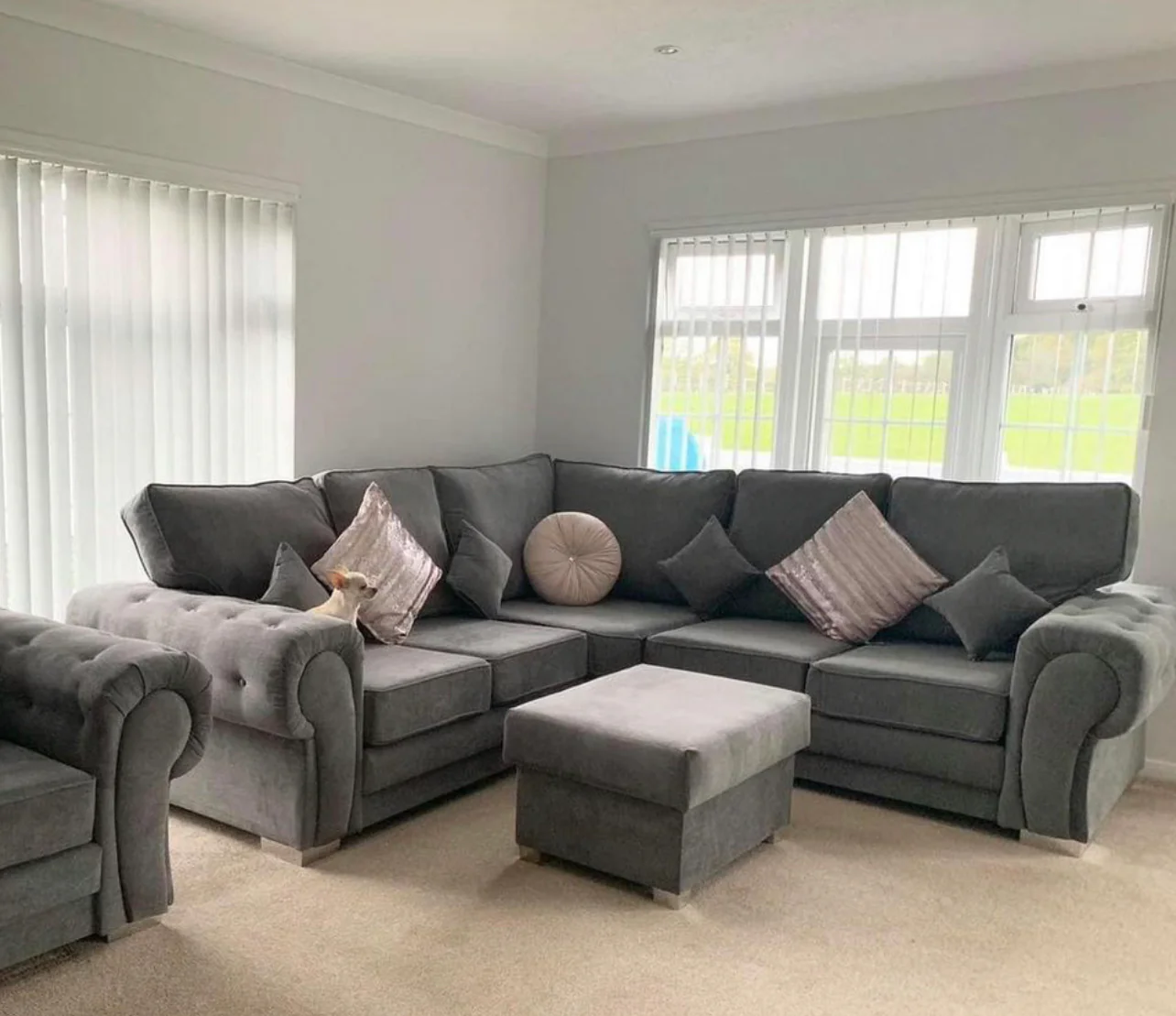 Vegas Modular Corner Sofa Full Back Grey - Image 3