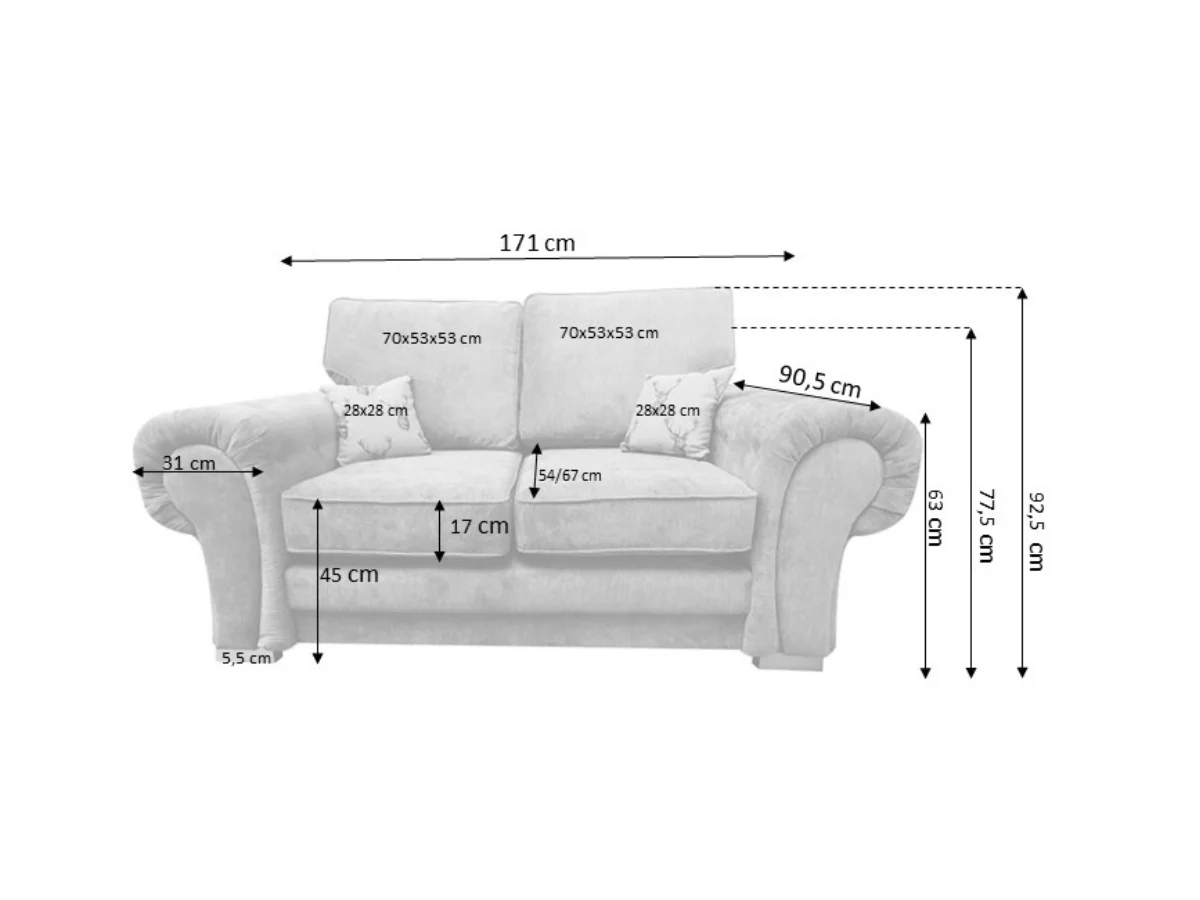 Verona 2 Seater Sofa Grey - Image 3