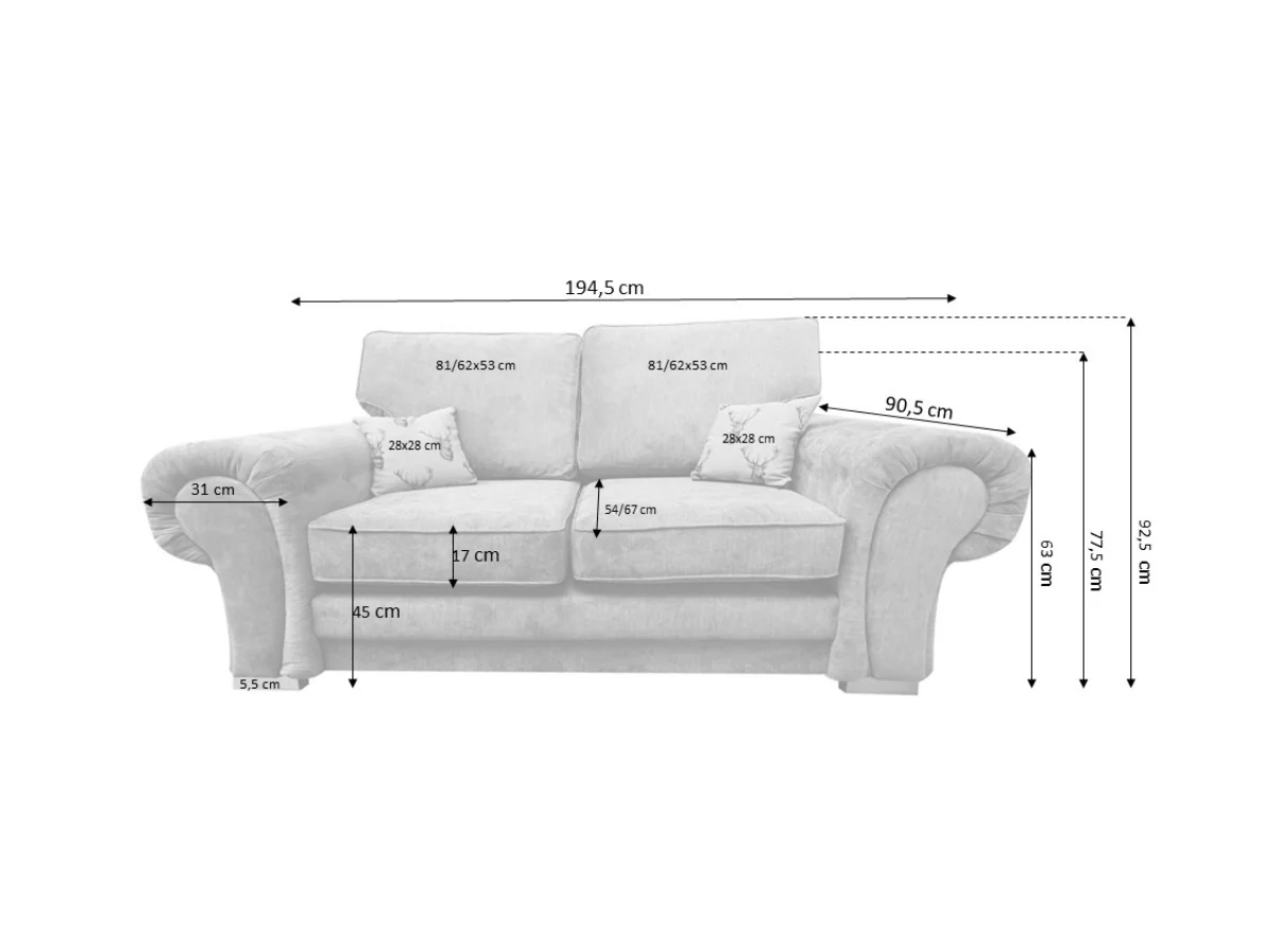 Verona 3 Seater Sofa Grey - Image 3