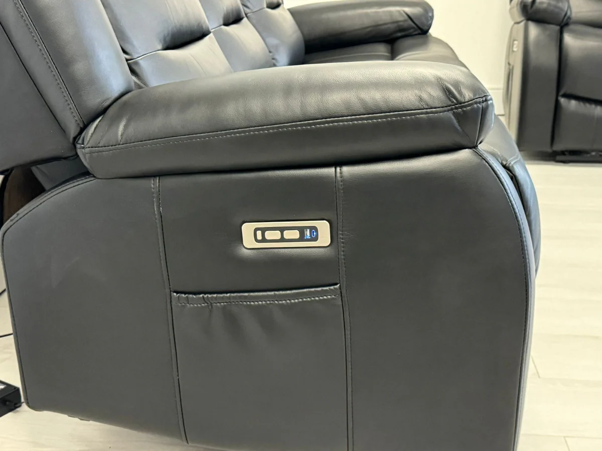 Vinson 3+2+1 Electric Recliner Sofa Set Black Aire Leather - Image 17