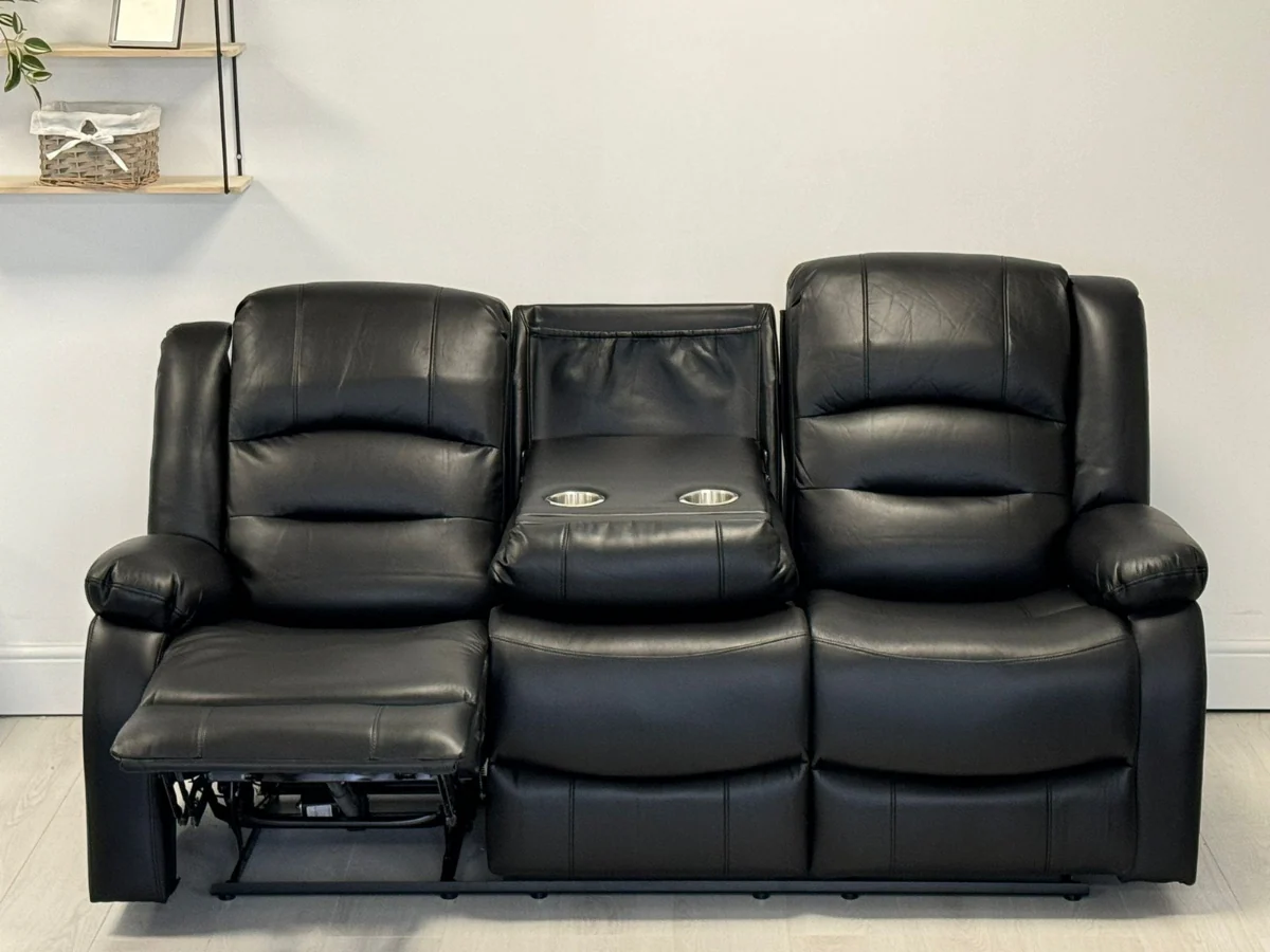 Vinson 3 Seater Electric Recliner Sofa  Black Aire Leather - Image 7